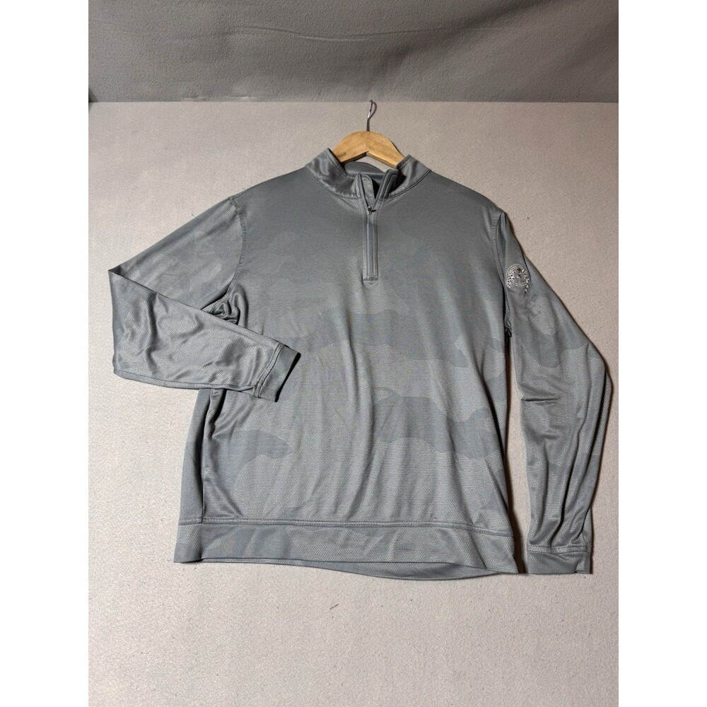 Men’s MEDIUM Peter Millar Perth Gray Camo Jacquard Performance Golf Quarter Zip
